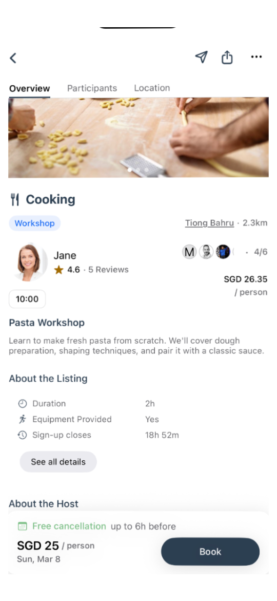 Session listing — Pasta Workshop